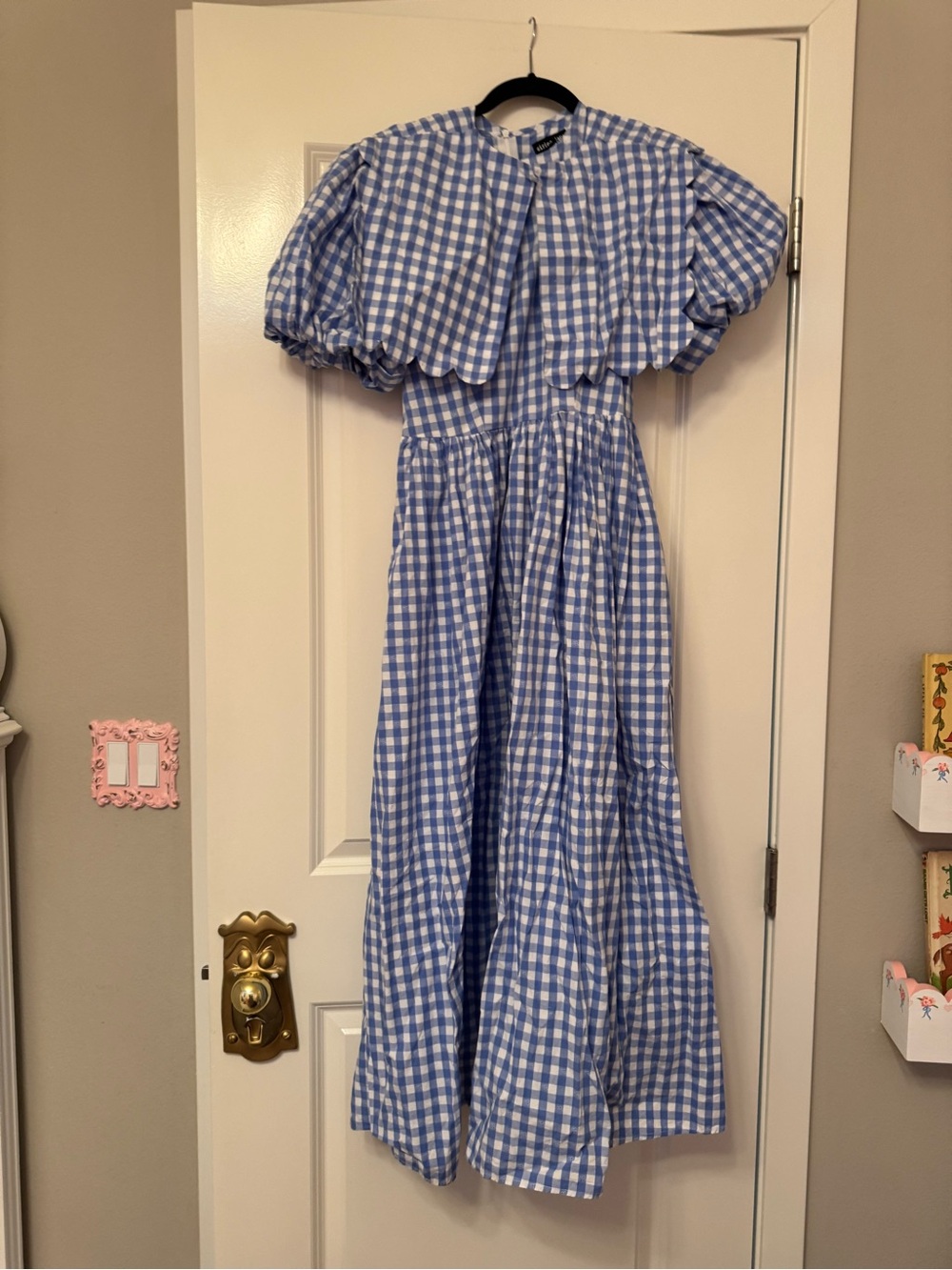 Sister Jane Blue Gingham Puff-Sleeve Dress